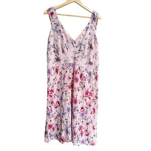 Wonderly gauzy cotton floral print on peachy pink background wide straps size 2X